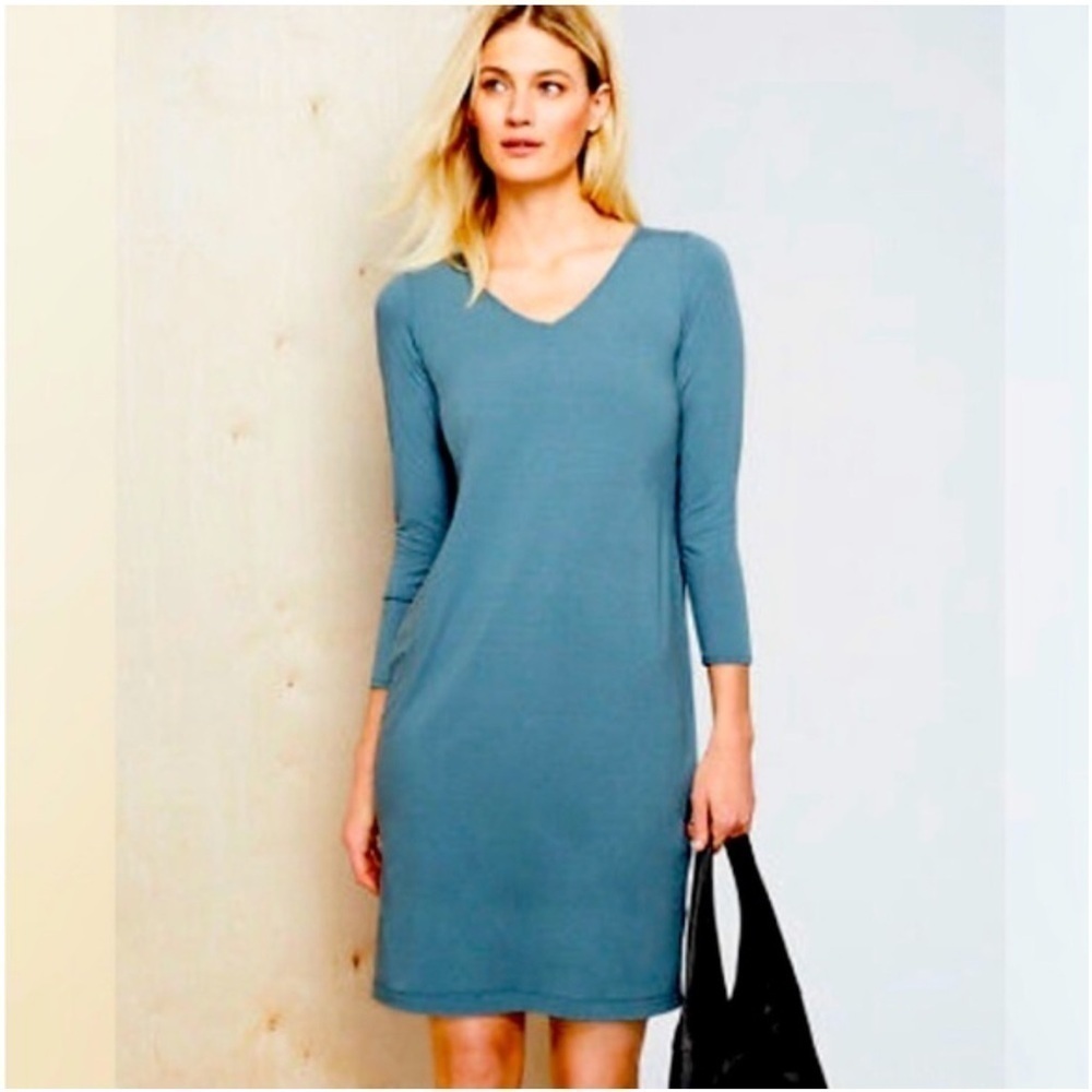 EUC - Eileen Fisher Viscose Jersey V-Neck Shift Dress - size SP